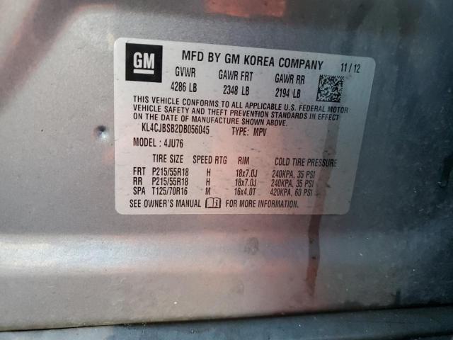 KL4CJBSB2DB056045 - 2013 BUICK ENCORE CONVENIENCE 灰色 照片 13