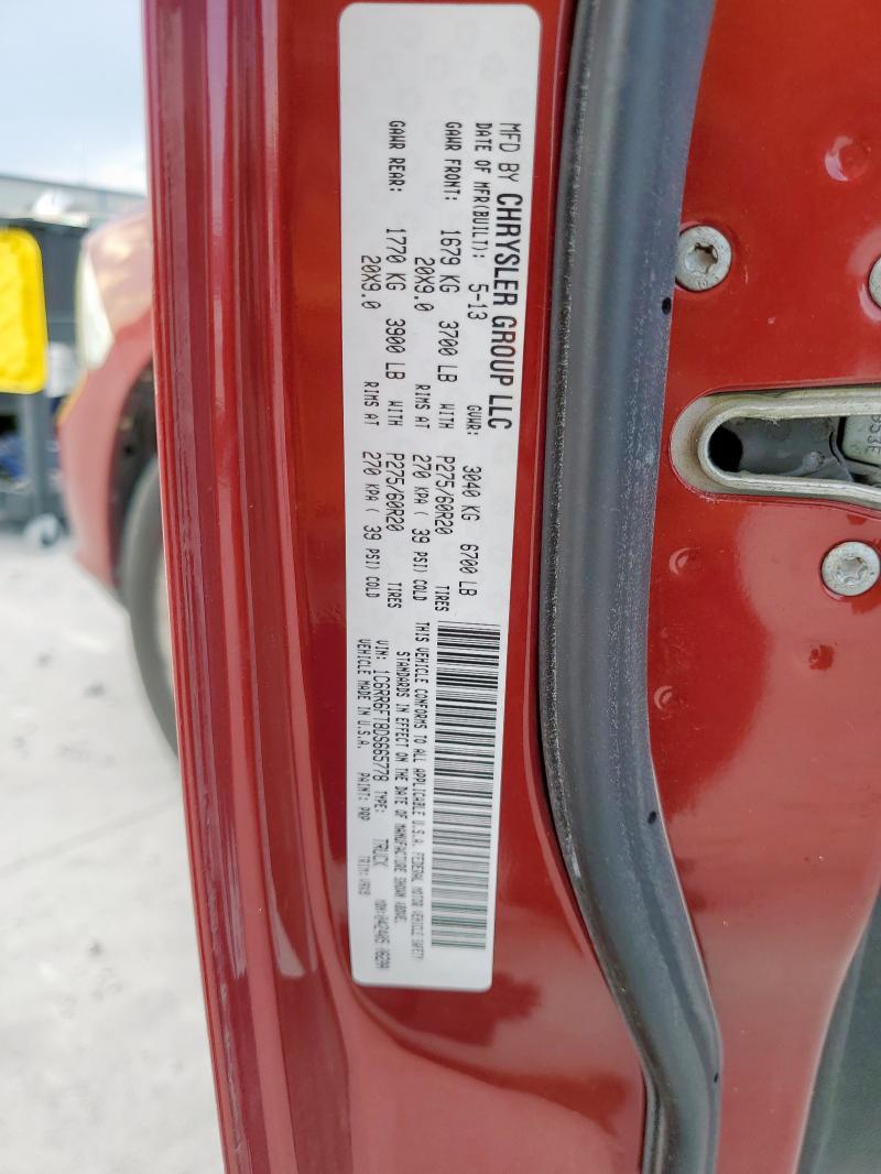 1C6RR6FT8DS665778 - 2013 RAM 1500 ST MAROON photo 12