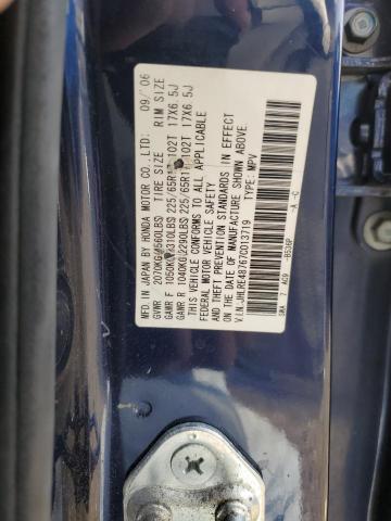 JHLRE48767C013719 - 2007 HONDA CR-V EXL BLUE photo 12