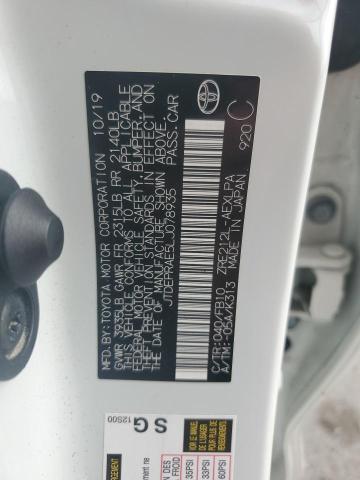 JTDEPRAE5LJ078935 - 2020 TOYOTA COROLLA LE WHITE photo 13