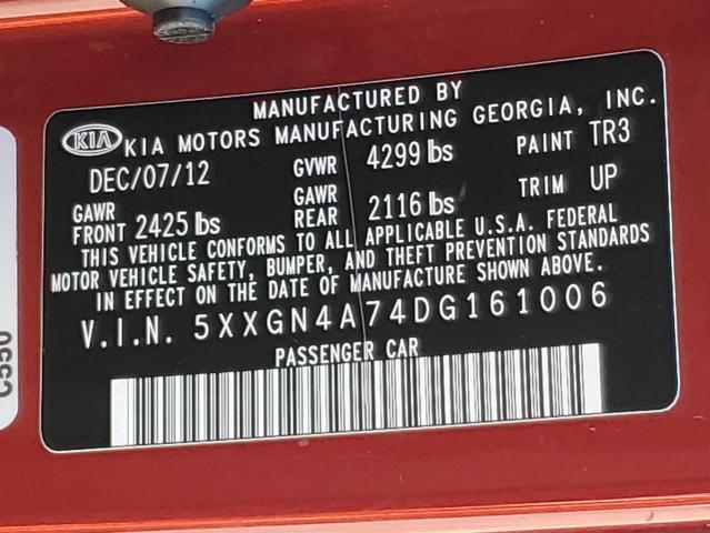 5XXGN4A74DG161006 - 2013 KIA OPTIMA EX RED photo 12