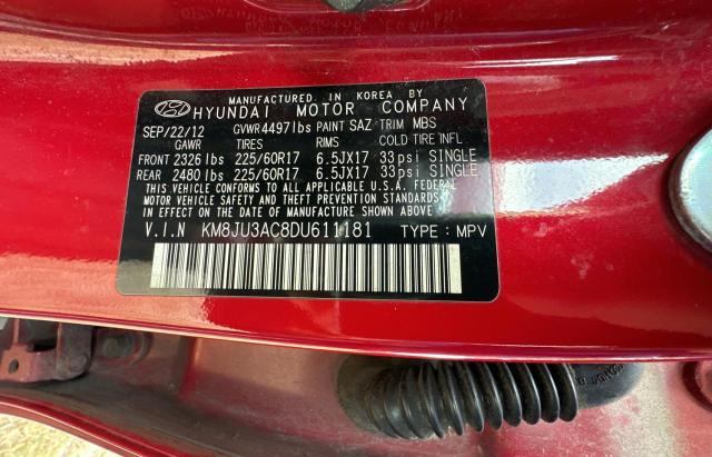 KM8JU3AC8DU611181 - 2013 HYUNDAI TUCSON GLS RED photo 10