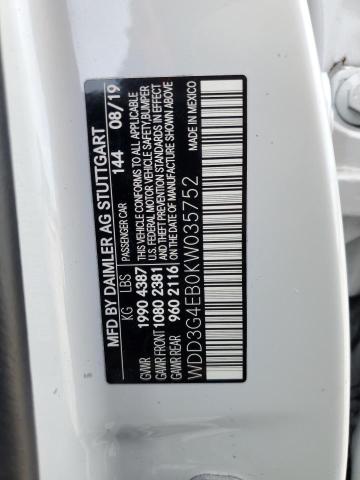 WDD3G4EB0KW035752 - 2019 MERCEDES-BENZ A 220 WHITE photo 12