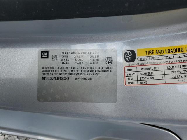 1G1FF3D79J0155299 - 2018 CHEVROLET CAMARO SS Silber Foto 12