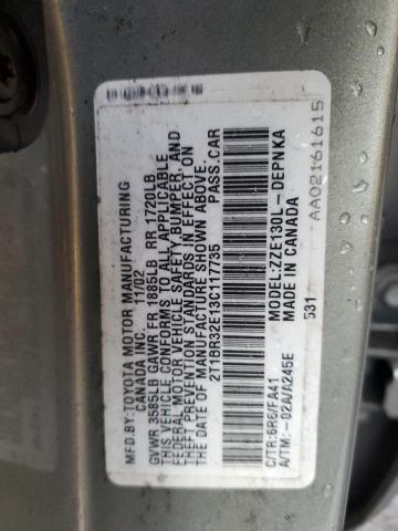 2T1BR32E13C117735 - 2003 TOYOTA COROLLA CE SILVER photo 12