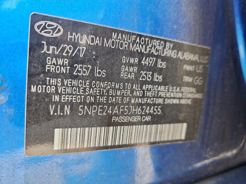 5NPE24AF5JH624455 - 2018 HYUNDAI SONATA SE Mavi foto 12