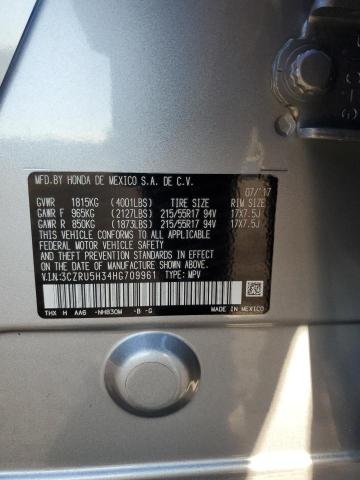 3CZRU5H34HG709961 - 2017 HONDA HR-V LX SILVER photo 13