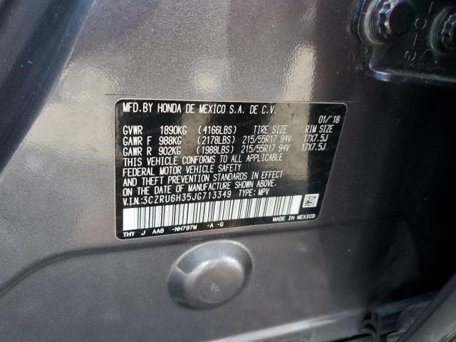 3CZRU6H35JG713349 - 2018 HONDA HR-V LX GRAY photo 13
