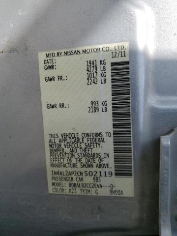 1N4AL2AP2CN502119 - 2012 NISSAN ALTIMA BASE Gümüş foto 12