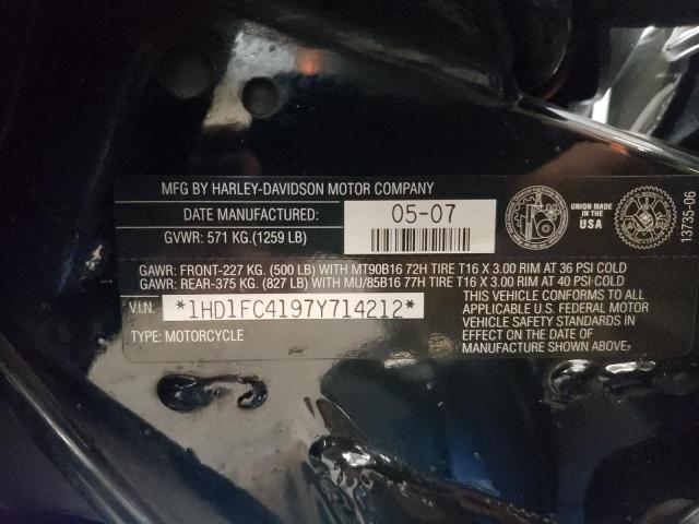 1HD1FC4197Y714212 - 2007 HARLEY-DAVIDSON FLHTCUI Графитовый фото 9