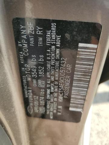 KMHCT5AE9CU057432 - 2012 HYUNDAI ACCENT GLS თაფლისფერი ფოტო 12