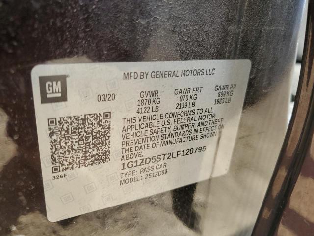 1G1ZD5ST2LF120795 - 2020 CHEVROLET MALIBU LT MAROON photo 12