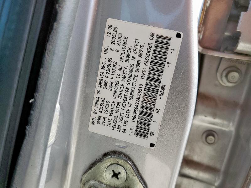 1HGCM66497A045510 - 2007 HONDA ACCORD SE Plata foto 12