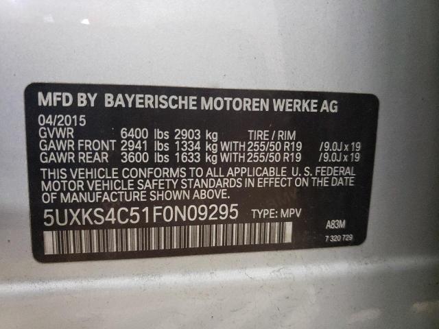 5UXKS4C51F0N09295 - 2015 BMW X5 XDRIVE35D GRAY photo 12