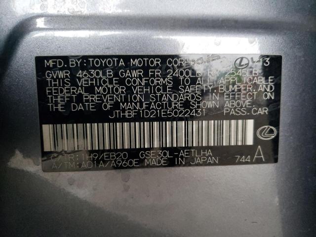 JTHBF1D21E5022431 - 2014 LEXUS IS 250 GRAY photo 13