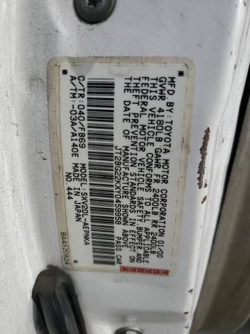 JT2BG22KXY0459958 - 2000 TOYOTA CAMRY CE WHITE photo 12