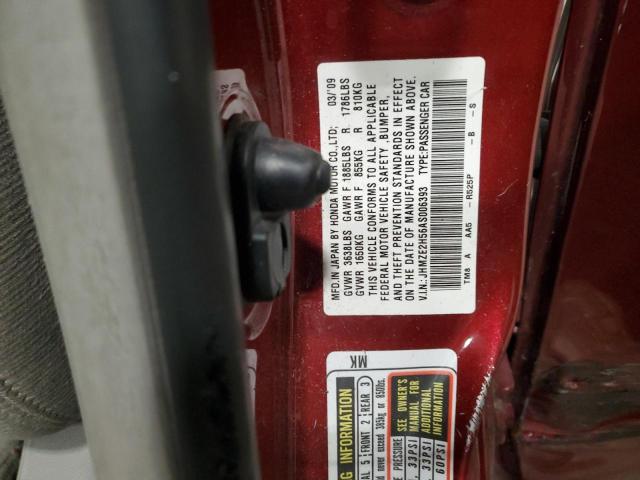 JHMZE2H56AS006393 - 2010 HONDA INSIGHT LX RED photo 12