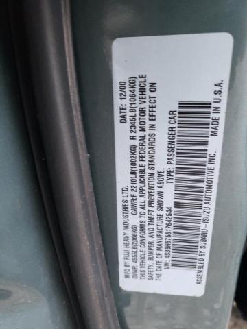 4S3BH675617642544 - 2001 SUBARU LEGACY OUTBACK AWP 绿色 照片 14