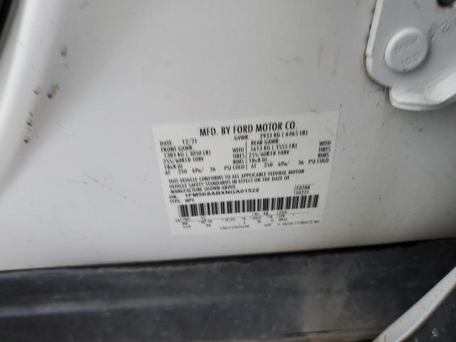 1FM5K8ABXNGA01522 - 2022 FORD EXPLORER POLICE INTERCEPTOR თეთრი ფოტო 12