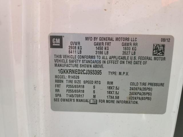 1GKKRNED2CJ393395 - 2012 GMC ACADIA SLE 白色 照片 13