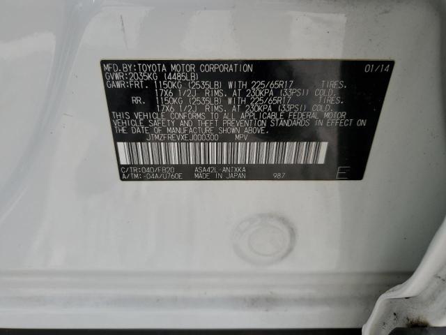 JTMZFREVXEJ000300 - 2014 TOYOTA RAV4 LE WHITE photo 13