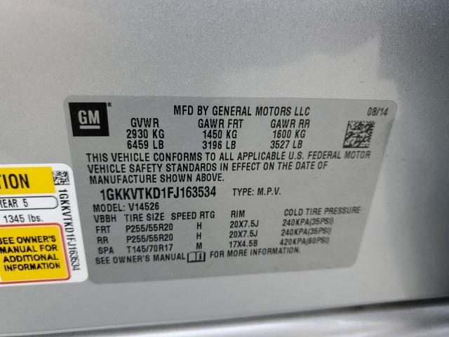 1GKKVTKD1FJ163534 - 2015 GMC ACADIA DENALI SILVER photo 13