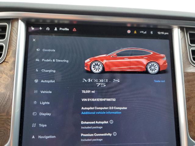 5YJSA1E15HF198732 - 2017 TESLA MODEL S RED photo 9