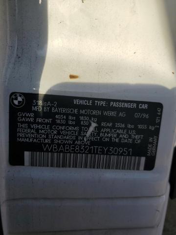 WBABE8321TEY30951 - 1996 BMW 318 IS AUTOMATIC WHITE photo 13