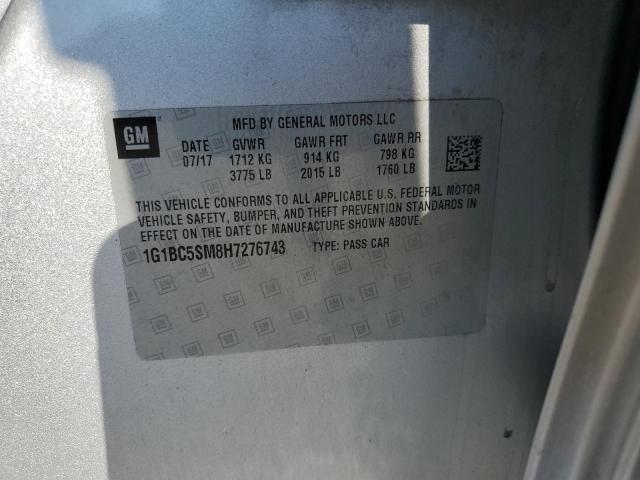 1G1BC5SM8H7276743 - 2017 CHEVROLET CRUZE LS SILVER photo 13