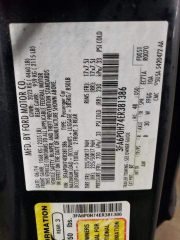 3FA6P0H74ER381386 - 2014 FORD FUSION SE CHARCOAL photo 12