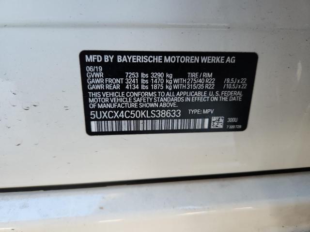 5UXCX4C50KLS38633 - 2019 BMW X7 XDRIVE50I თეთრი ფოტო 14