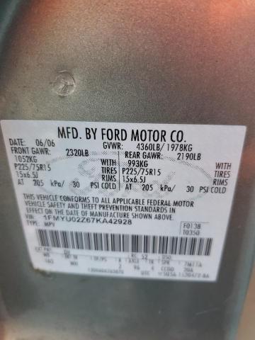 1FMYU02Z67KA42928 - 2007 FORD ESCAPE XLS GREEN photo 12