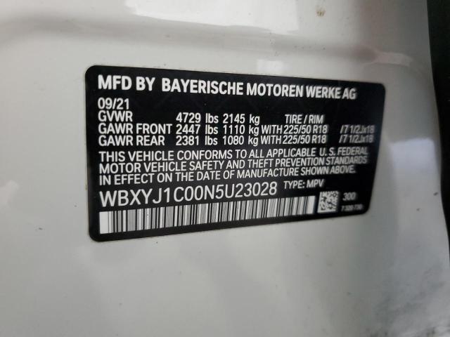 WBXYJ1C00N5U23028 - 2022 BMW X2 XDRIVE28I WHITE photo 13