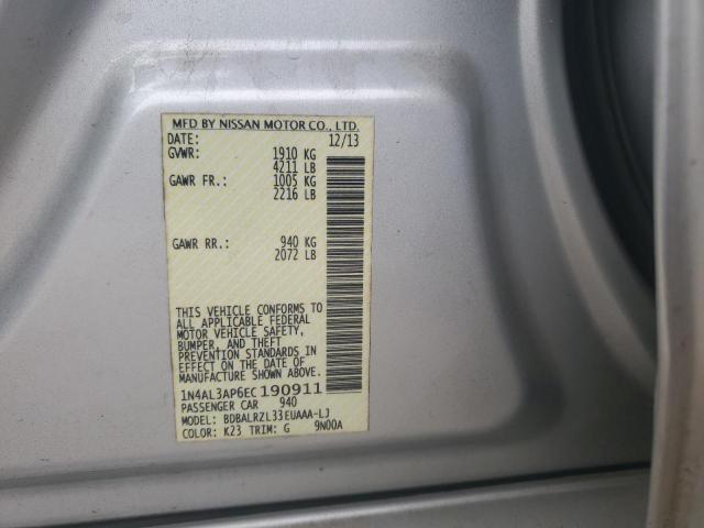 1N4AL3AP6EC190911 - 2014 NISSAN ALTIMA 2.5 银色 照片 12