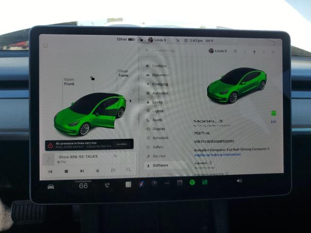 5YJ3E1EA0MF029351 - 2021 TESLA MODEL 3 白色 照片 9