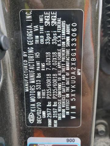 5XYKUDA2XBG133060 - 2011 KIA SORENTO EX 石墨色 照片 12