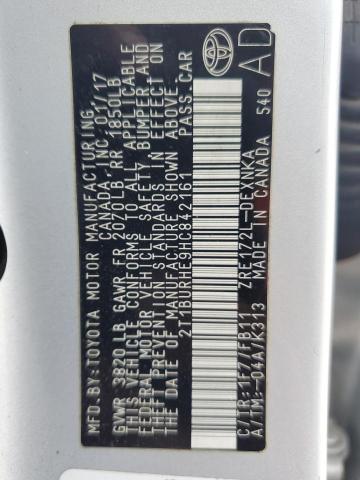 2T1BURHE9HC842161 - 2017 TOYOTA COROLLA L SILVER photo 12