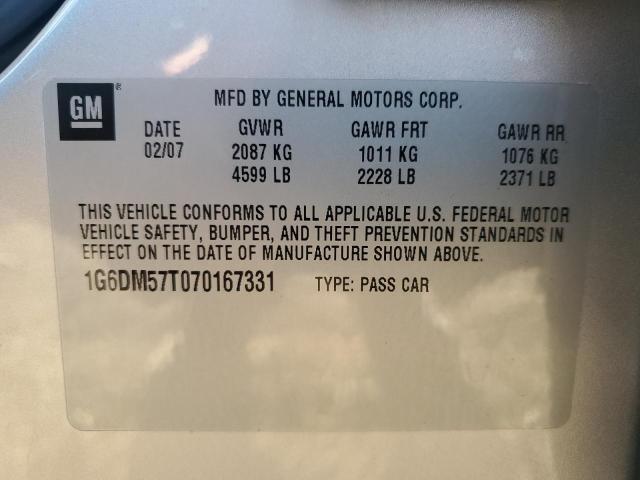 1G6DM57T070167331 - 2007 CADILLAC CTS SILVER photo 12