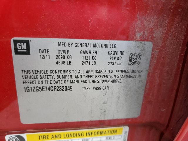 1G1ZG5E74CF232049 - 2012 CHEVROLET MALIBU LTZ ყავისფერი ფოტო 12