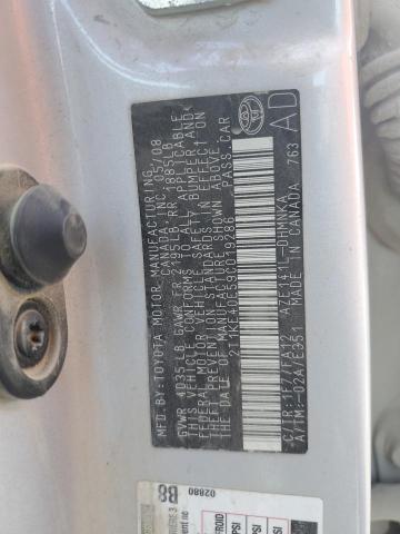2T1KE40E59C019286 - 2009 TOYOTA COROLLA MA S SILVER photo 12