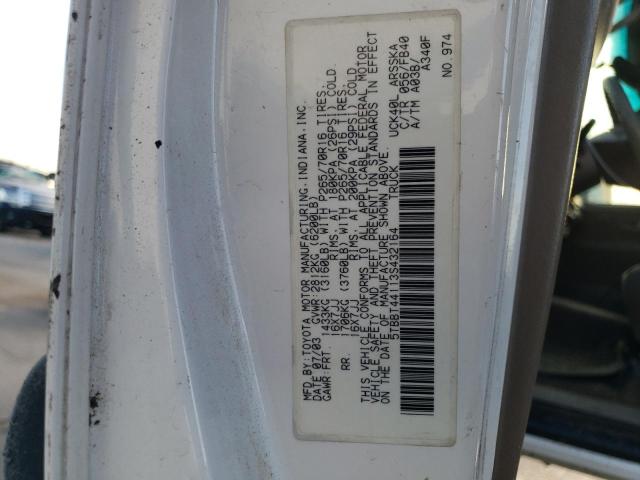 5TBBT44113S432164 - 2003 TOYOTA TUNDRA ACCESS CAB SR5 WHITE photo 12