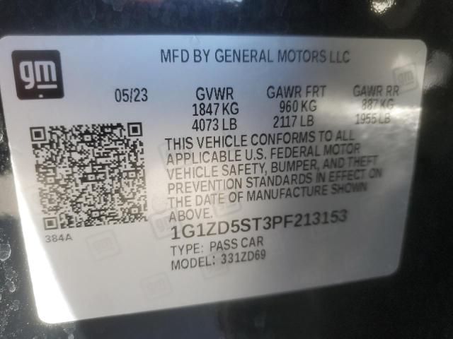 1G1ZD5ST3PF213153 - 2023 CHEVROLET MALIBU LT 黑色 照片 12