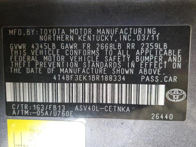 4T4BF3EK1BR188334 - 2011 TOYOTA CAMRY BASE Boz foto 13
