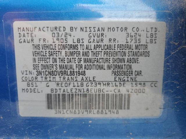 3N1CN8DV9RL881948 - 2024 NISSAN VERSA S BLUE photo 12