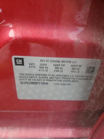 1G1PC5SB8D7219344 - 2013 CHEVROLET CRUZE LT 红色 照片 12