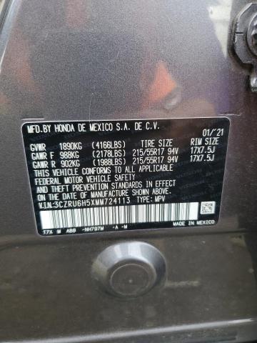 3CZRU6H5XMM724113 - 2021 HONDA HR-V EX ნაცრისფერი ფოტო 13