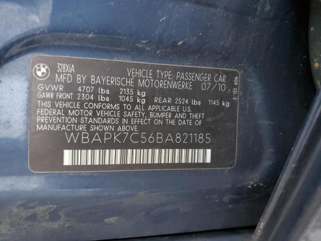 WBAPK7C56BA821185 - 2011 BMW 328 XI BLUE photo 12