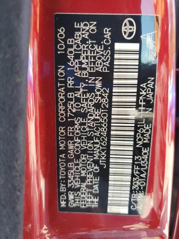 JTKKT624865012842 - 2006 TOYOTA SCION XA MAROON photo 12