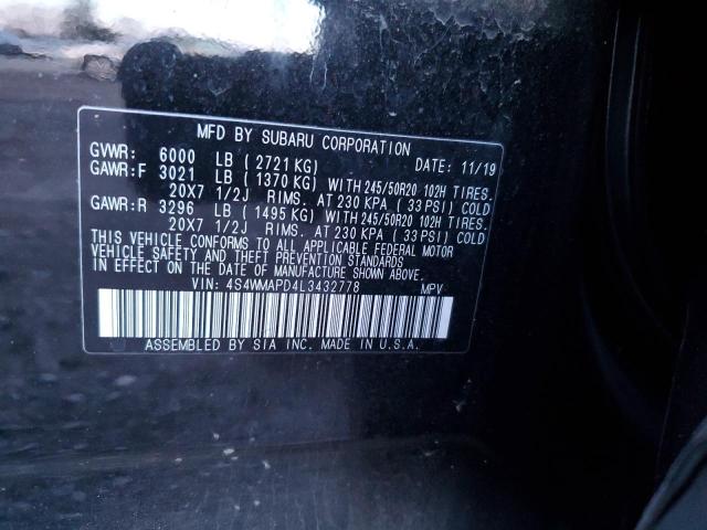 4S4WMAPD4L3432778 - 2020 SUBARU ASCENT LIMITED BLACK photo 13