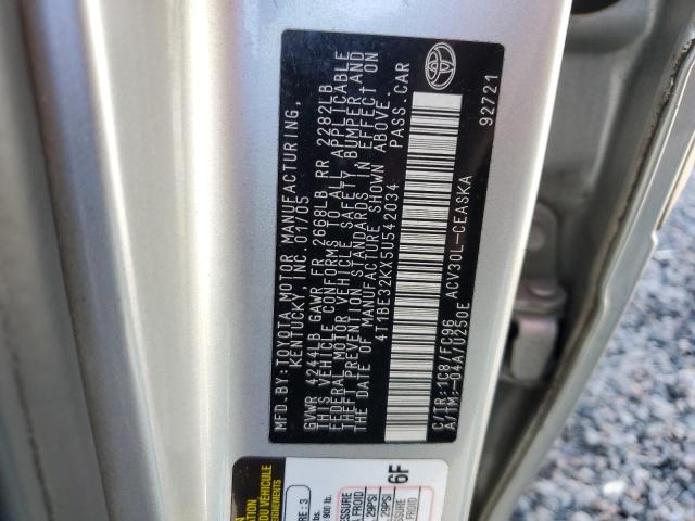 4T1BE32KX5U542034 - 2005 TOYOTA CAMRY LE Gümüş fotoğraf 12